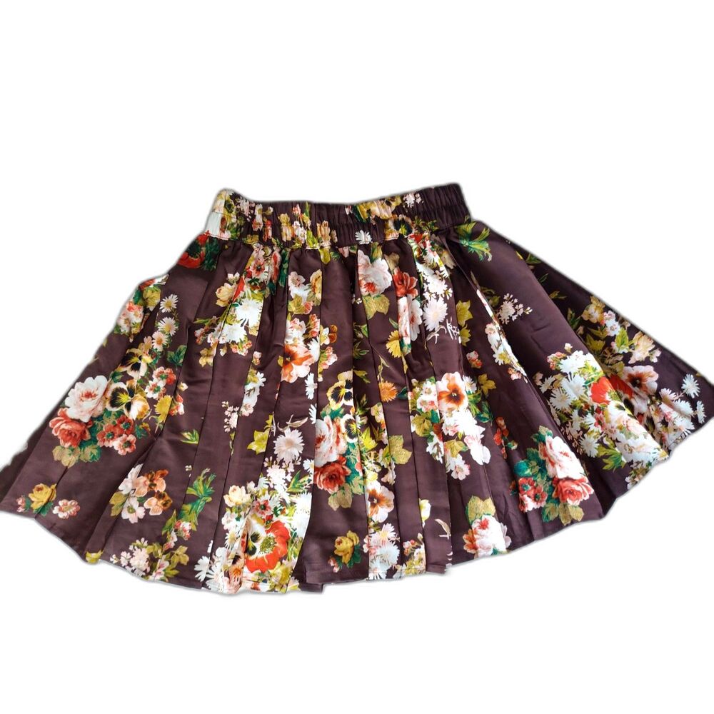 Vera Wang Skirt Whimsy Chocolate Brown Flowy Ruffle Floral Short Girlie skirt
